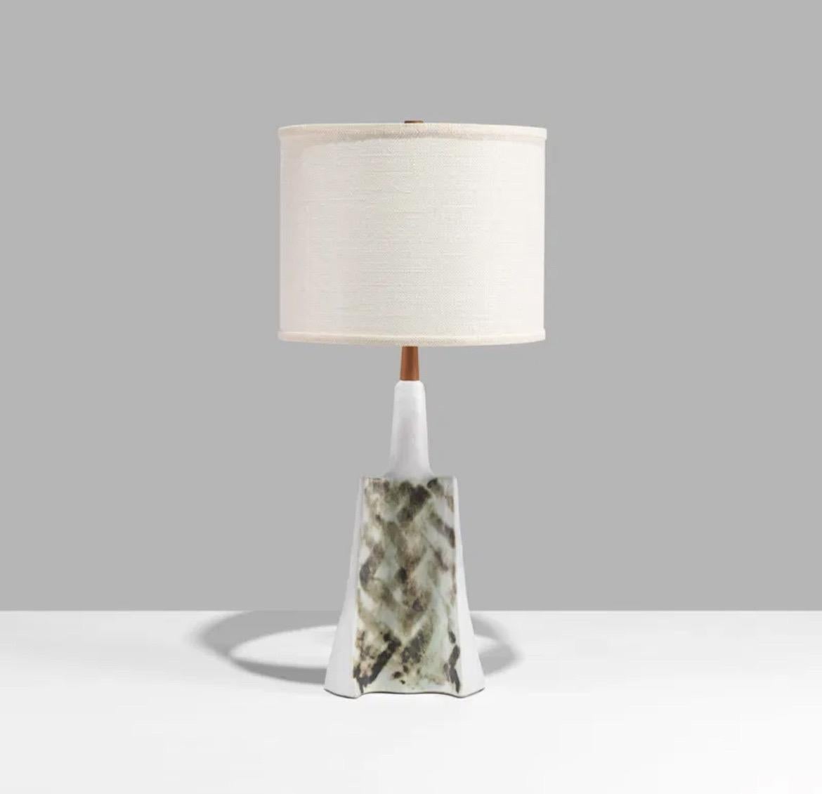 A rare handmade potter lamp by Jane & Gordon Martz for Marshall Studios. Unique and elegant design, carefully and beautifully crated by the maker.   Signed on bottom by the artist. 
