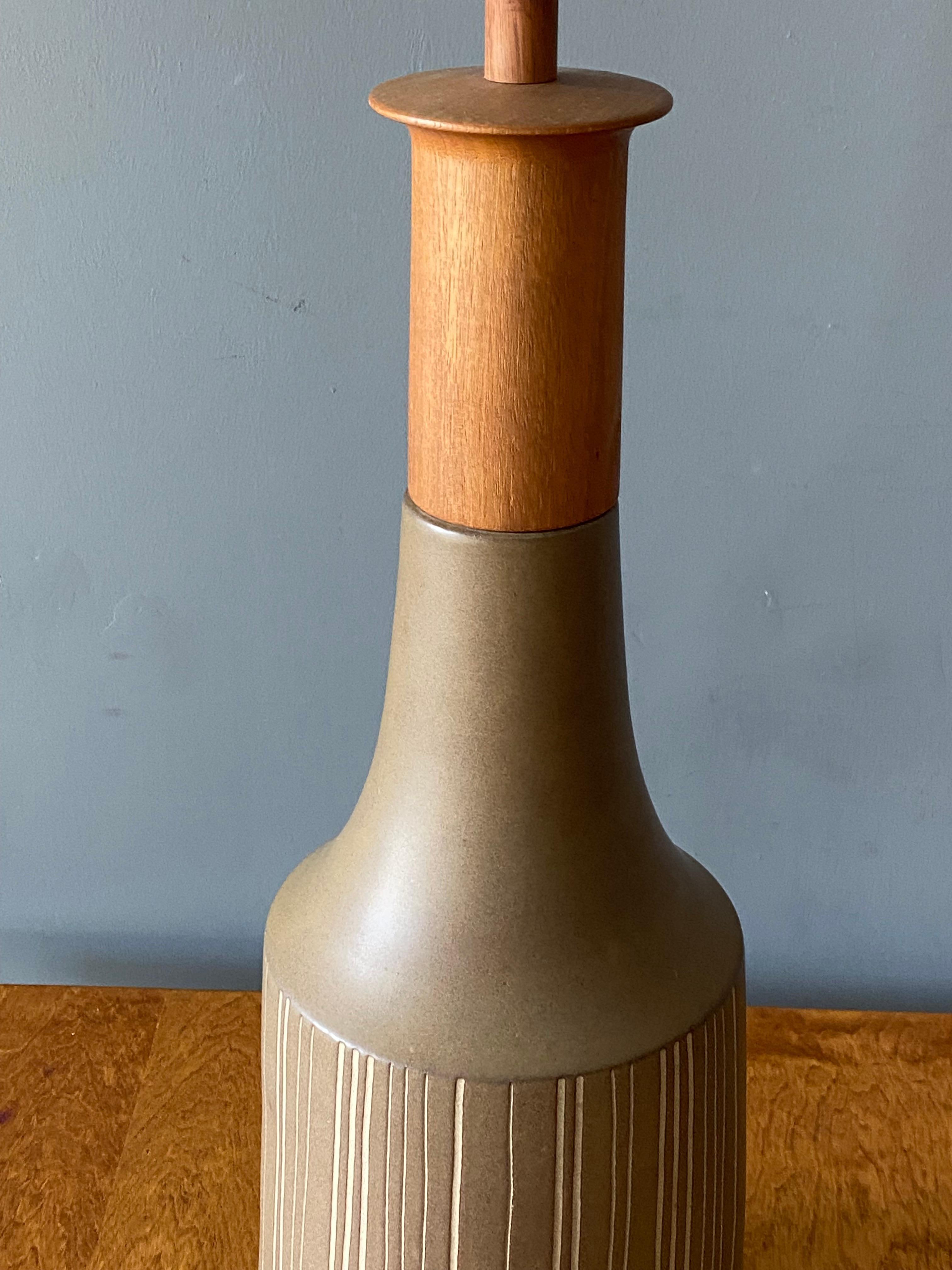 American Jane & Gordon Martz, Rare Table Lamps, Ceramic, Walnut, Marshal Studios, 1960s