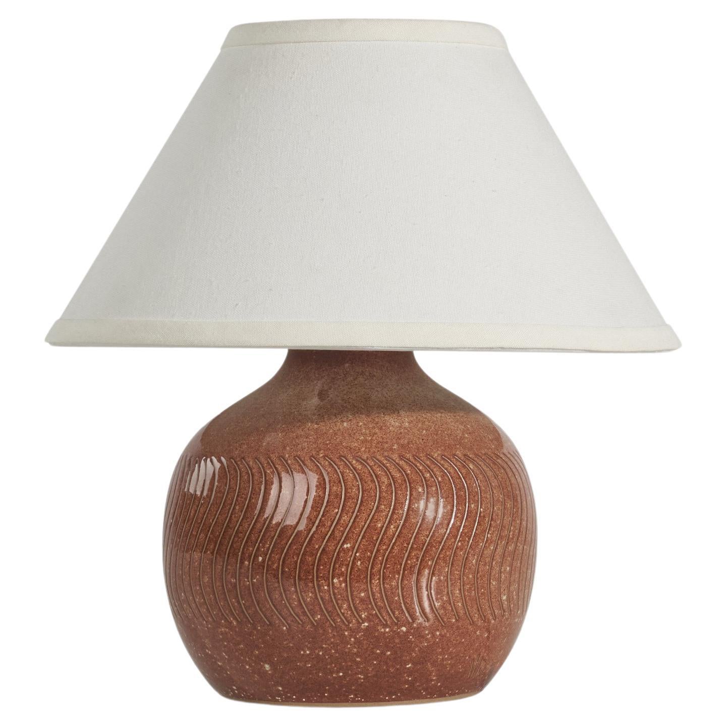 Jane & Gordon Martz, Table Lamp, Brown Ceramic, Marshal Studios, USA, 1950s