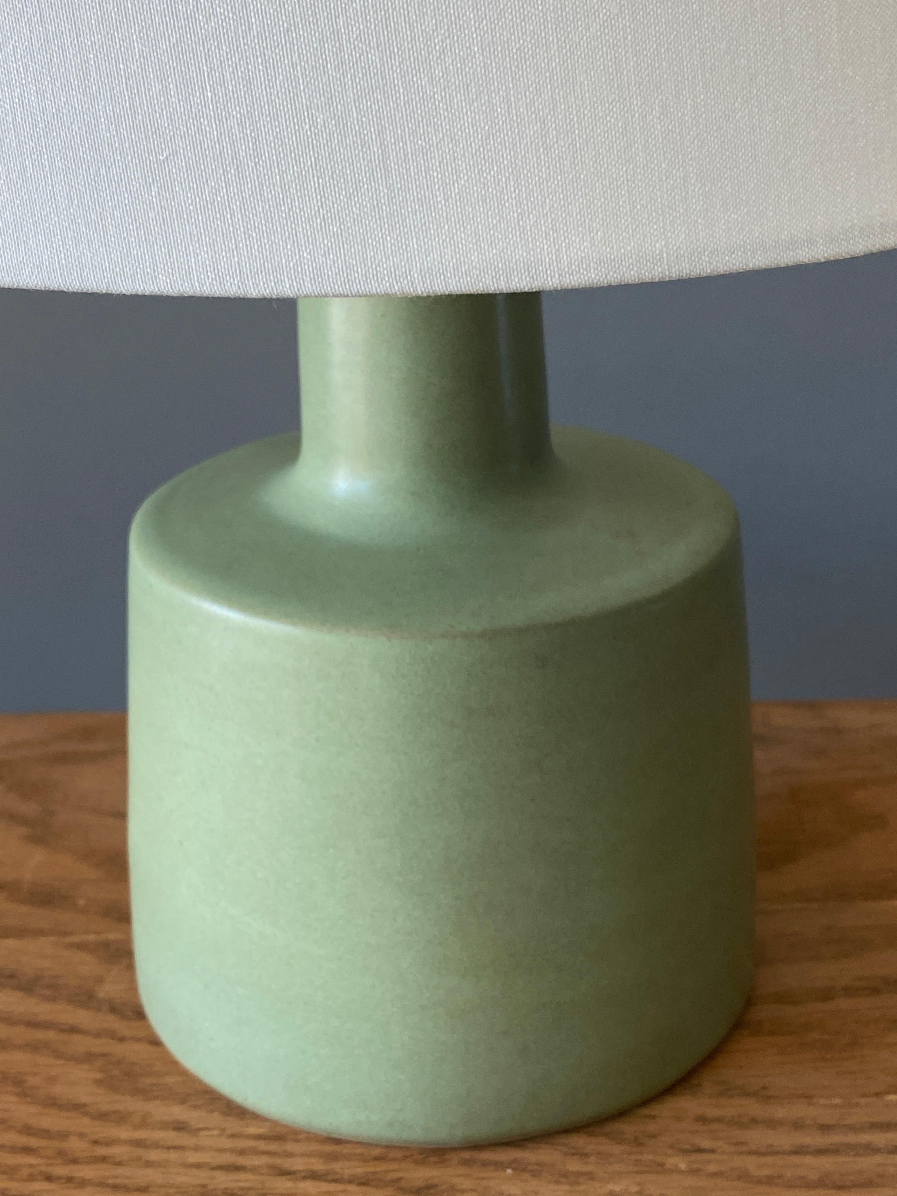 American Jane & Gordon Martz, Table Lamp, Green Ceramic, Linen Marshal Studios, 1950s