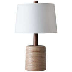 Jane & Gordon Martz, Table Lamp, Ceramic, Walnut, Linen Marshal Studios, 1950s