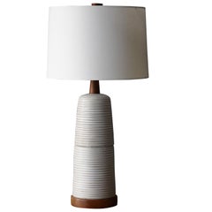 Jane & Gordon Martz, Table Lamp, Ceramic, Walnut, Linen Marshal Studios, 1960s