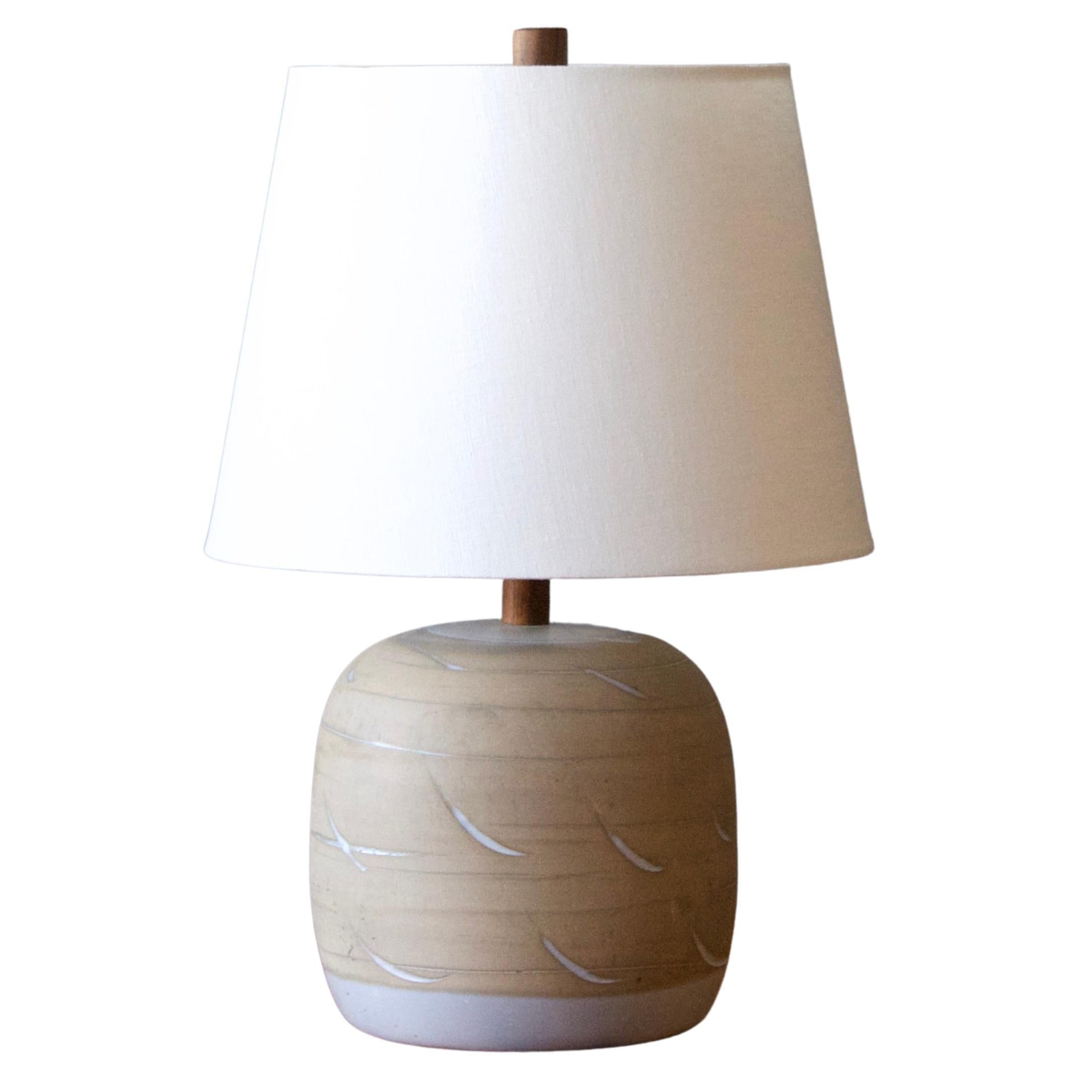 Jane & Gordon Martz, Table Lamp, Ceramic, Walnut, Linen Marshal Studios, 1960s