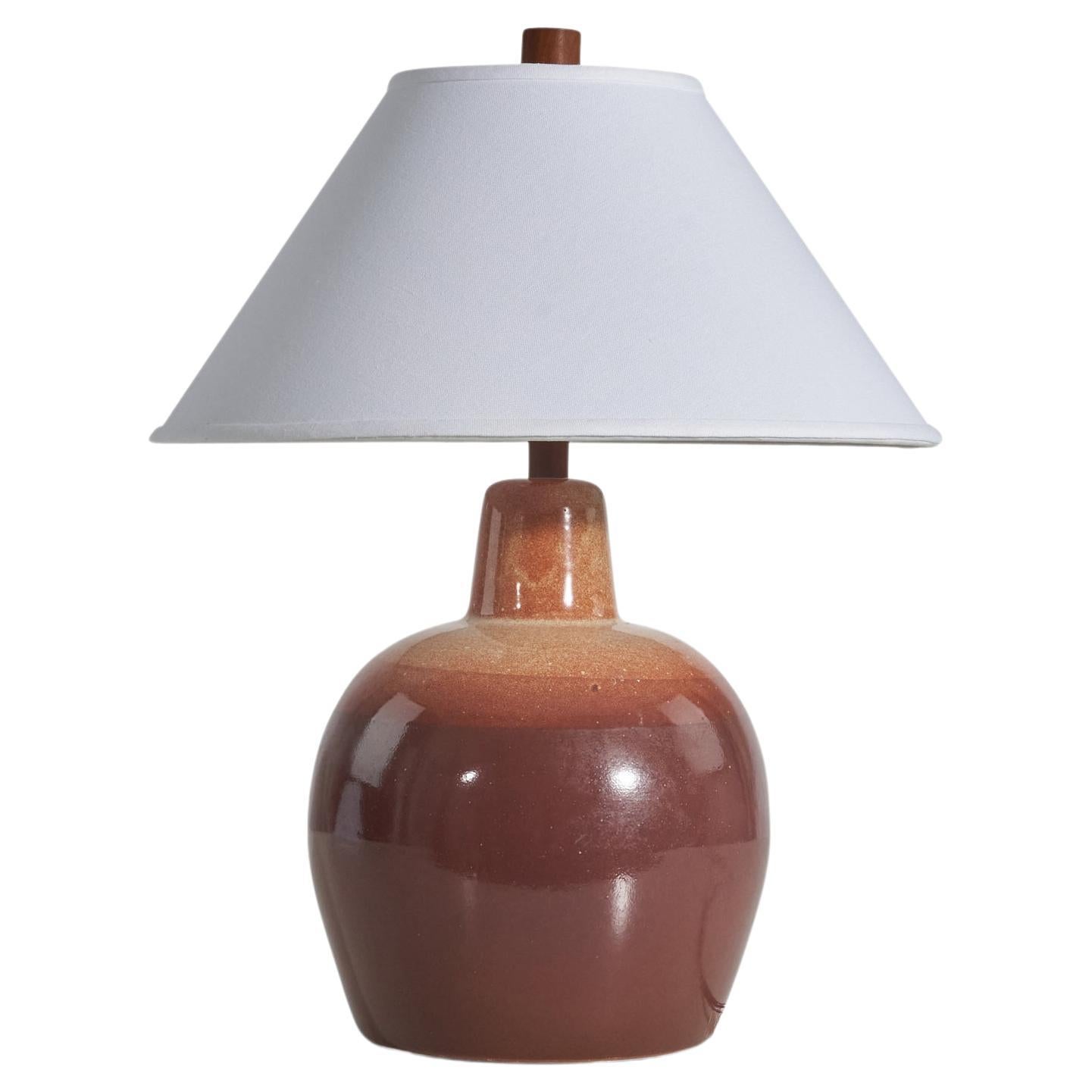 Jane & Gordon Martz, Table Lamp, Ceramic, Walnut, Marshal Studios, 1950s