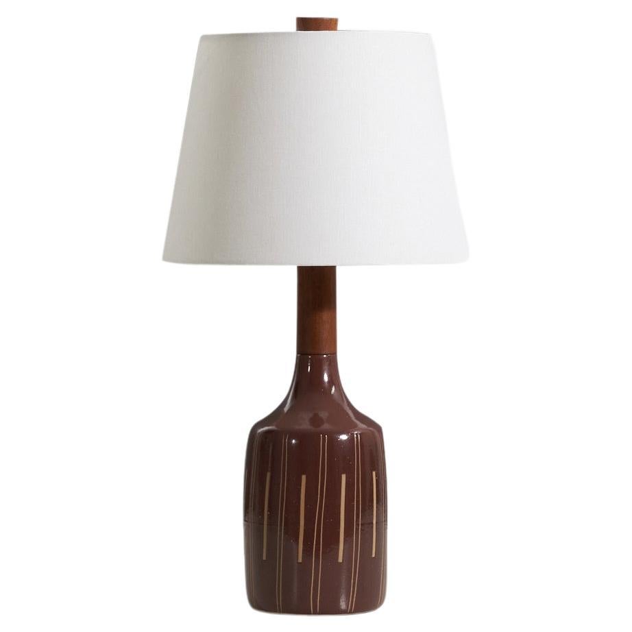 Jane & Gordon Martz, Table Lamp, Ceramic, Walnut, Marshall Studios, 1960s For Sale