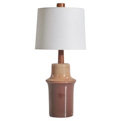 Vintage Jane & Gordon Martz, Table Lamp, Ceramic, Walnut, Marshall Studios, 1960s