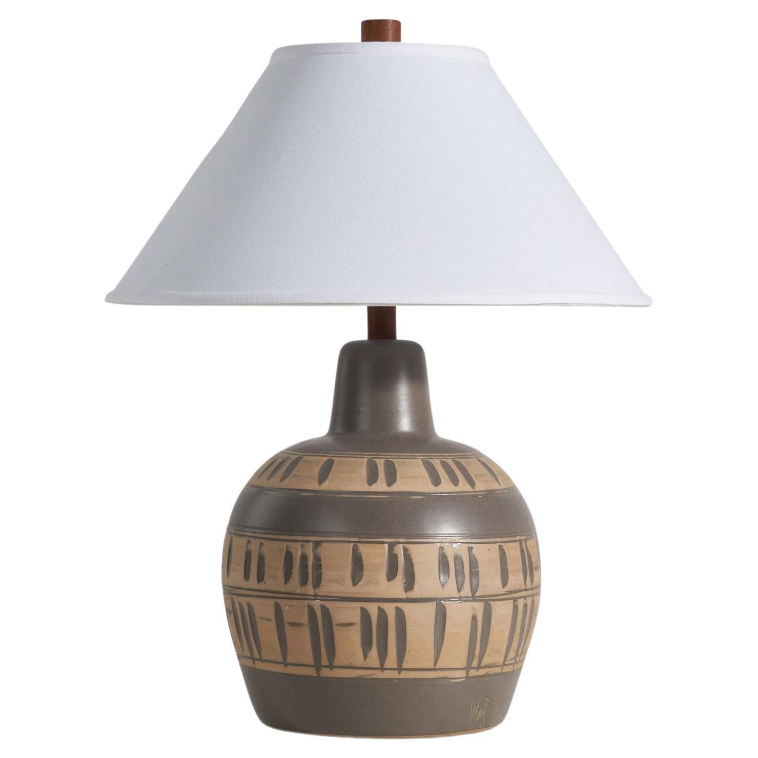 Jane & Gordon Martz, Table Lamp, Ceramic, Walnut, Marshall Studios, 1960s