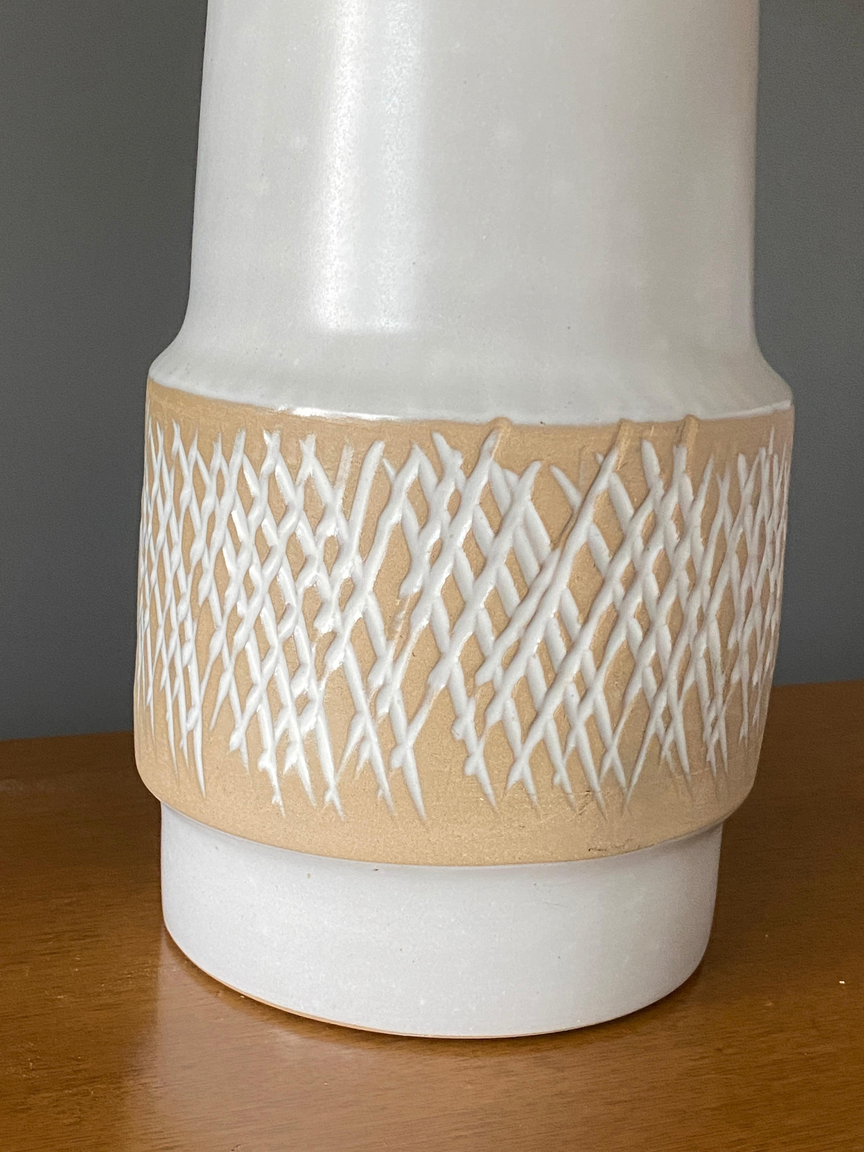 American Jane & Gordon Martz, Table Lamps, Ceramic, Walnut, Linen Marshal Studios, 1950s