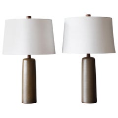 Jane 
Gordon Martz, Table Lamps, Ceramic, Walnut, Linen Marshal Studios, 1950s