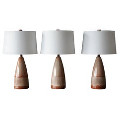 Jane & Gordon Martz, Table Lamps, Ceramic, Walnut, Linen Marshal Studios, 1950s