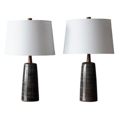 Jane & Gordon Martz, Table Lamps, Ceramic, Walnut, Linen Marshal Studios, 1950s