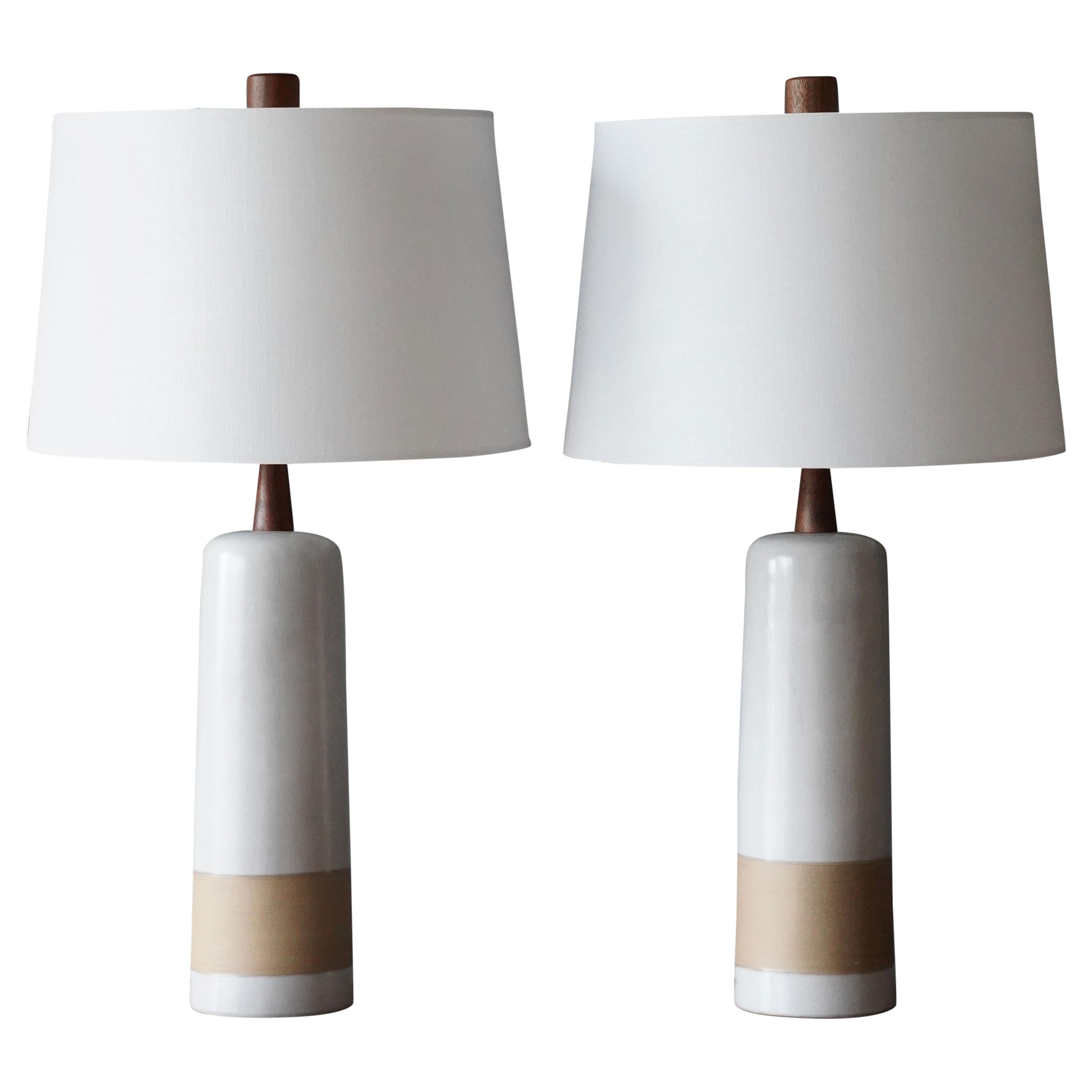 Jane & Gordon Martz, Table Lamps, Ceramic, Walnut, Linen Marshal Studios, 1950s