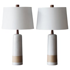 Jane 
Gordon Martz, Table Lamps, Ceramic, Walnut, Linen Marshal Studios, 1950s