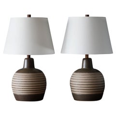 Jane & Gordon Martz, Table Lamps, Ceramic, Walnut, Linen Marshal Studios, 1950s