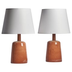 Jane 
Gordon Martz, Table Lamps, Ceramic, Walnut USA, 1960s
