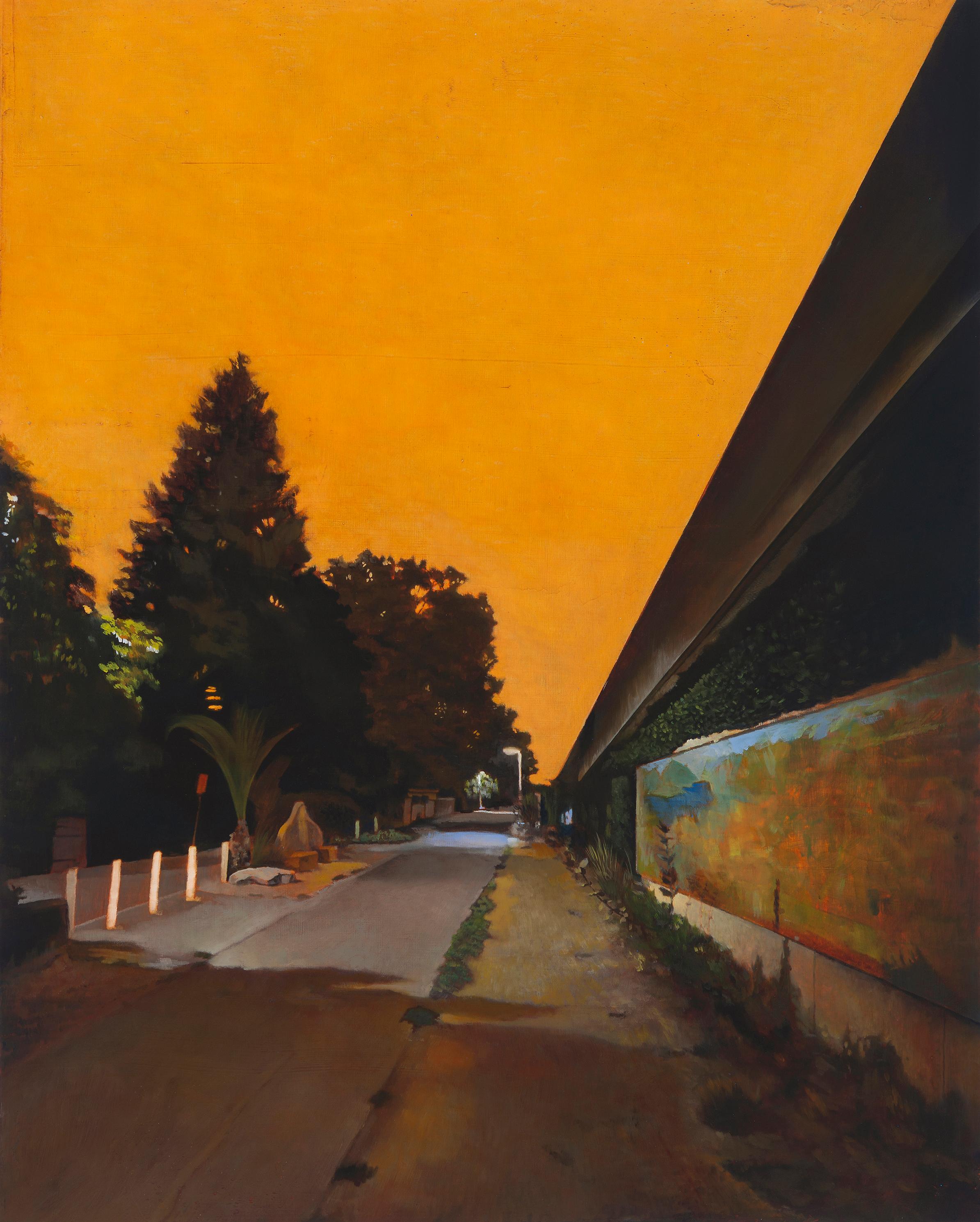 Landscape Painting de Jane Hambleton - Ohlone Greenway on the orange day