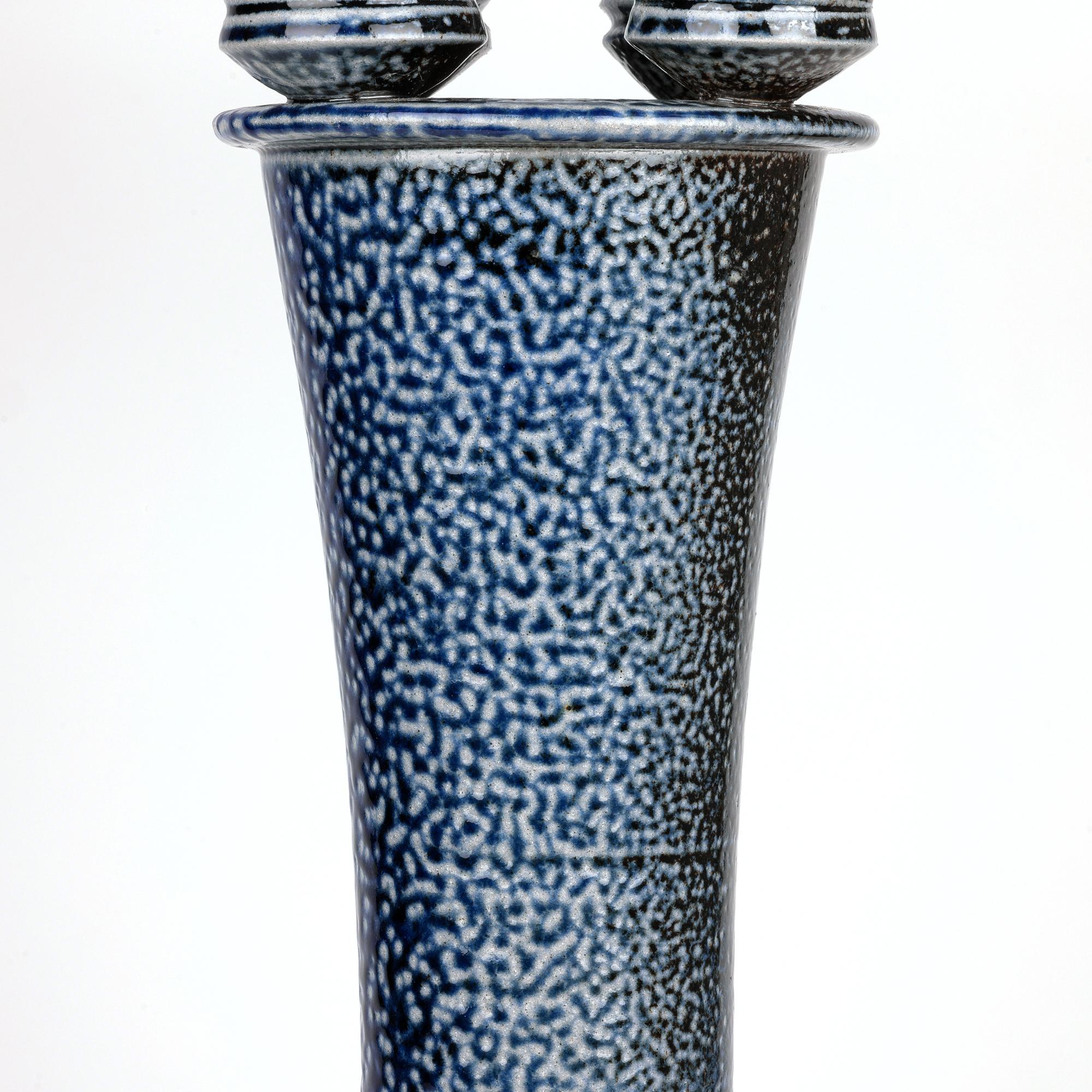 British Jane Hamlyn Large Salt Glazed Studio Pottery Candle Stand For Sale