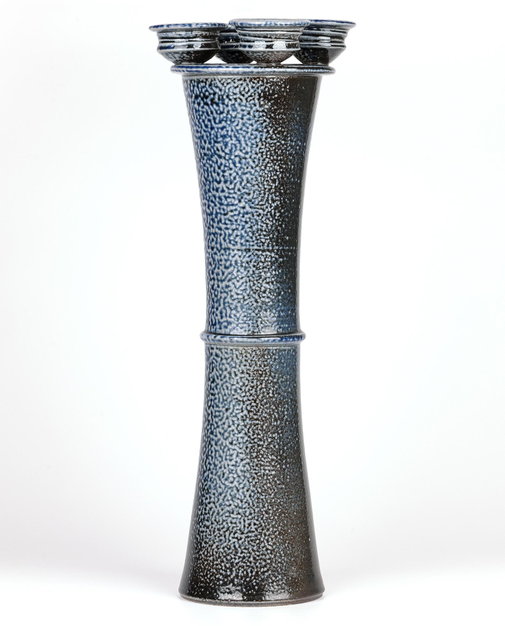 20th Century Jane Hamlyn Large Salt Glazed Studio Pottery Candle Stand For Sale