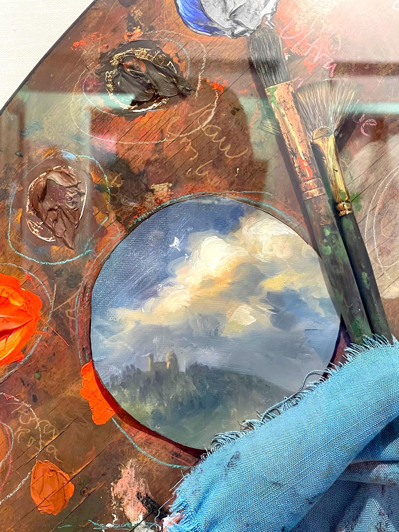 Artist's Palette - unique SIGNED mixed media painting in Shadow Box + provenance en vente 10