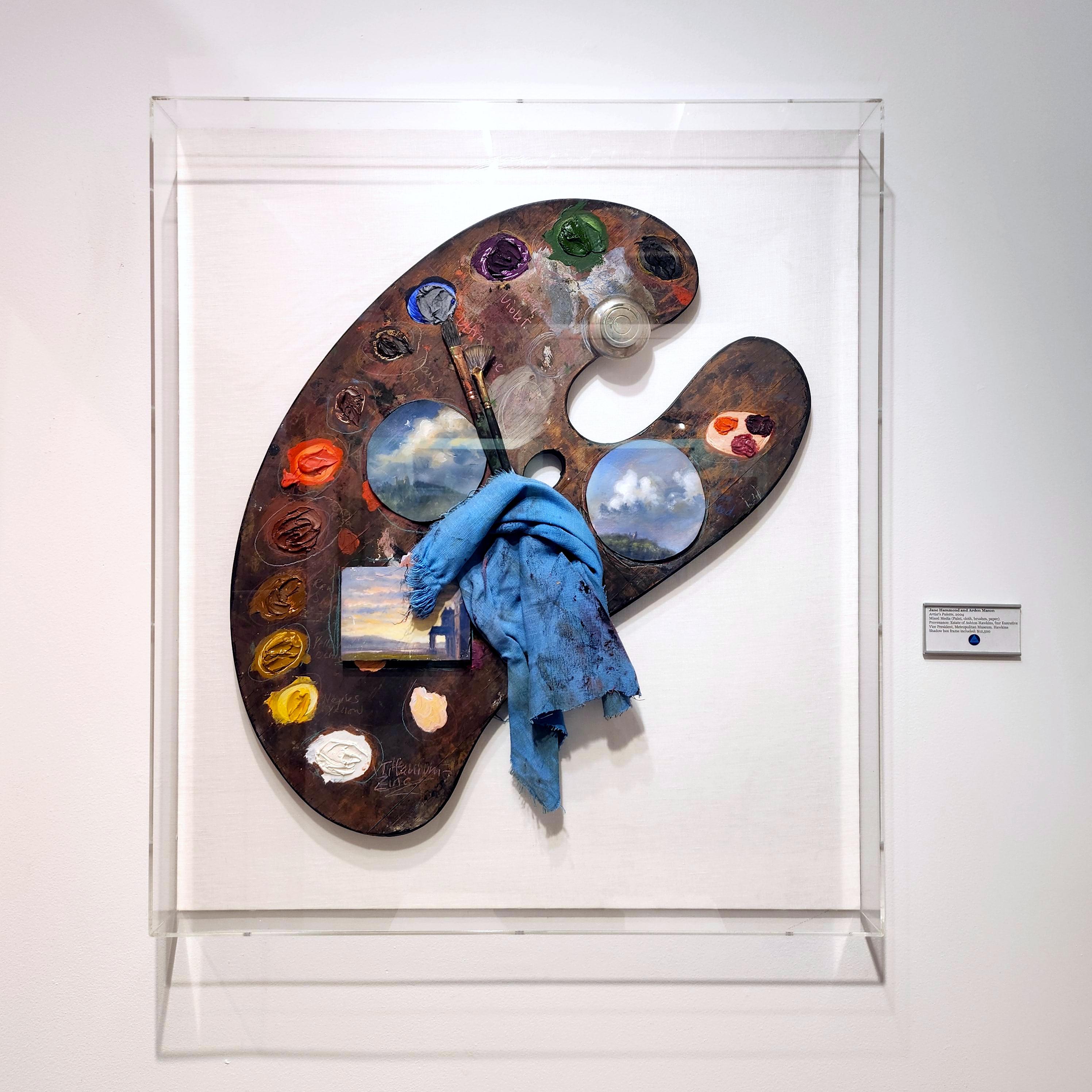 Artist's Palette - unique SIGNED mixed media painting in Shadow Box + provenance en vente 1