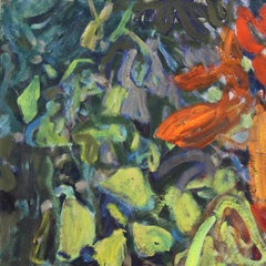 « Becoming Two » - Œuvre d'art abstraite et colorée représentant un paysage, technique mixte sur toile