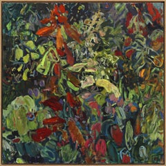 « Becoming Two » - Œuvre d'art abstraite et colorée représentant un paysage, technique mixte sur toile