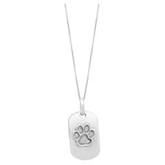 Jane Heart Sterling Silver Paw Print Dog Tag Necklace 18.0"