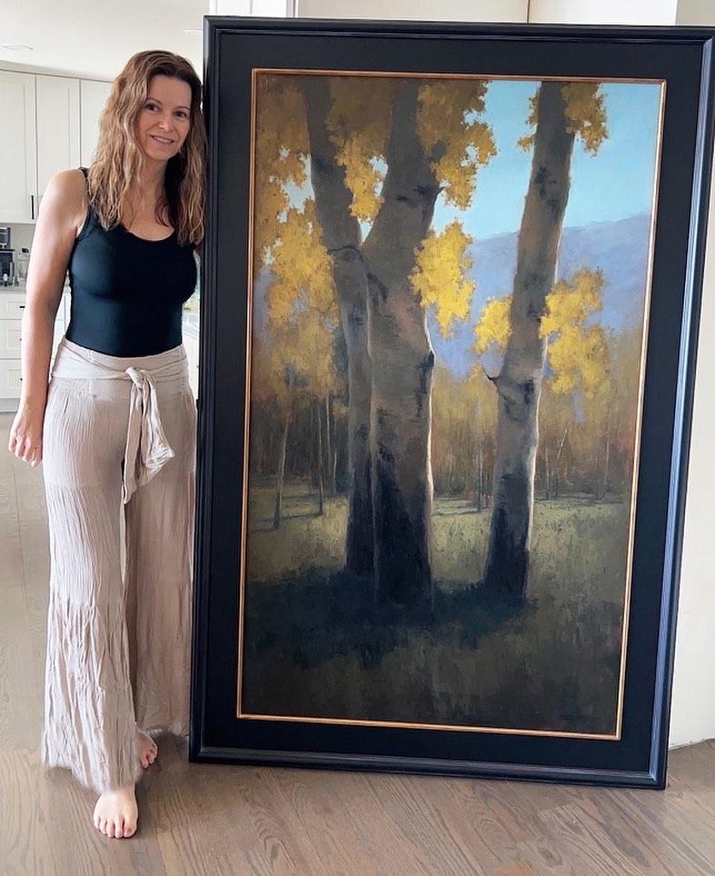 Aspens d'oro, Pittura a olio originale - Painting di Jane Hunt