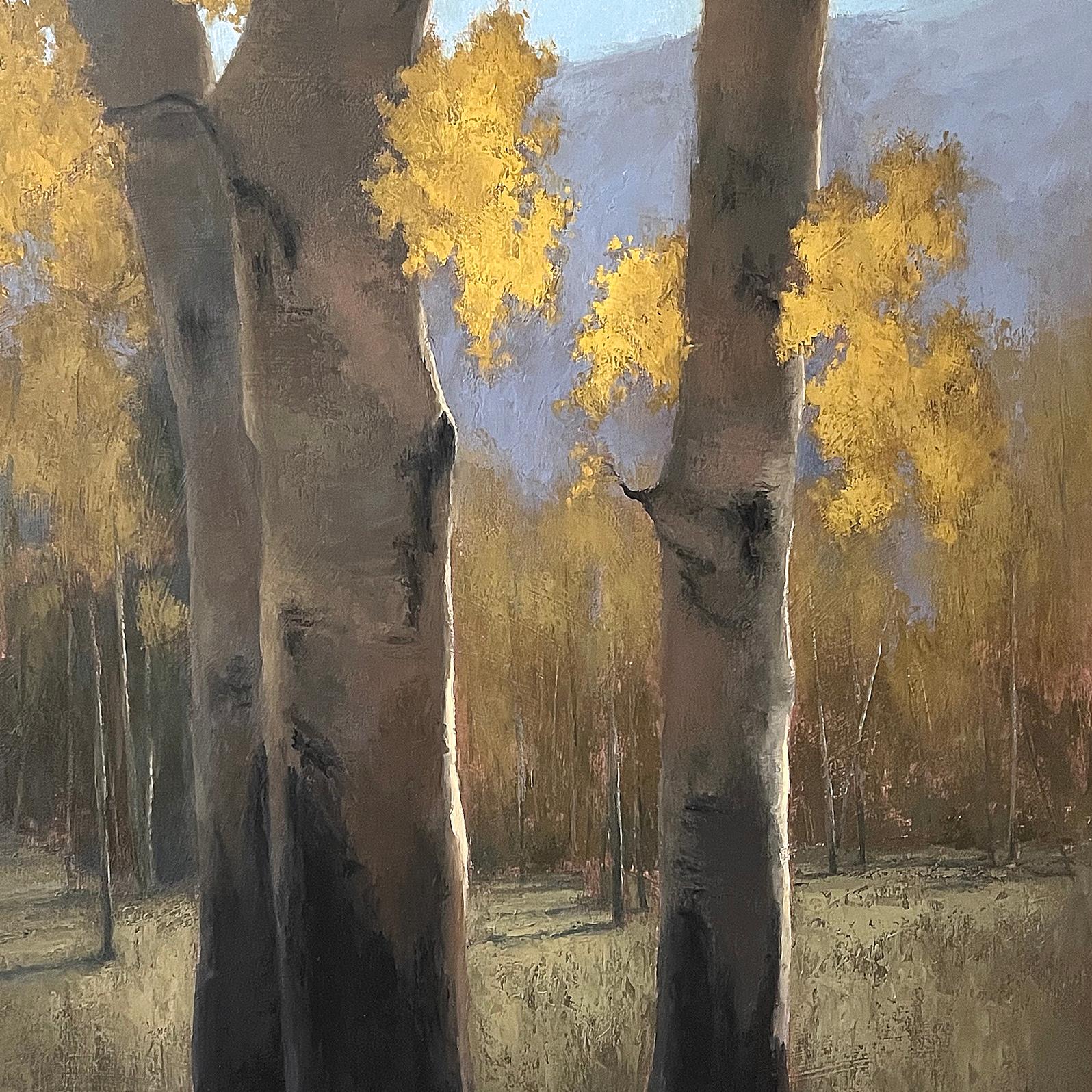 Aspens d'oro, Pittura a olio originale - Painting Realismo di Jane Hunt