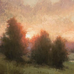 "Through the Trees" (2017) by Jane Hunt Original Oil Painting, Sunset
