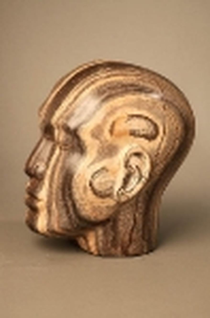 Jane Jaskevich Figurative Sculpture - Striped Head #2