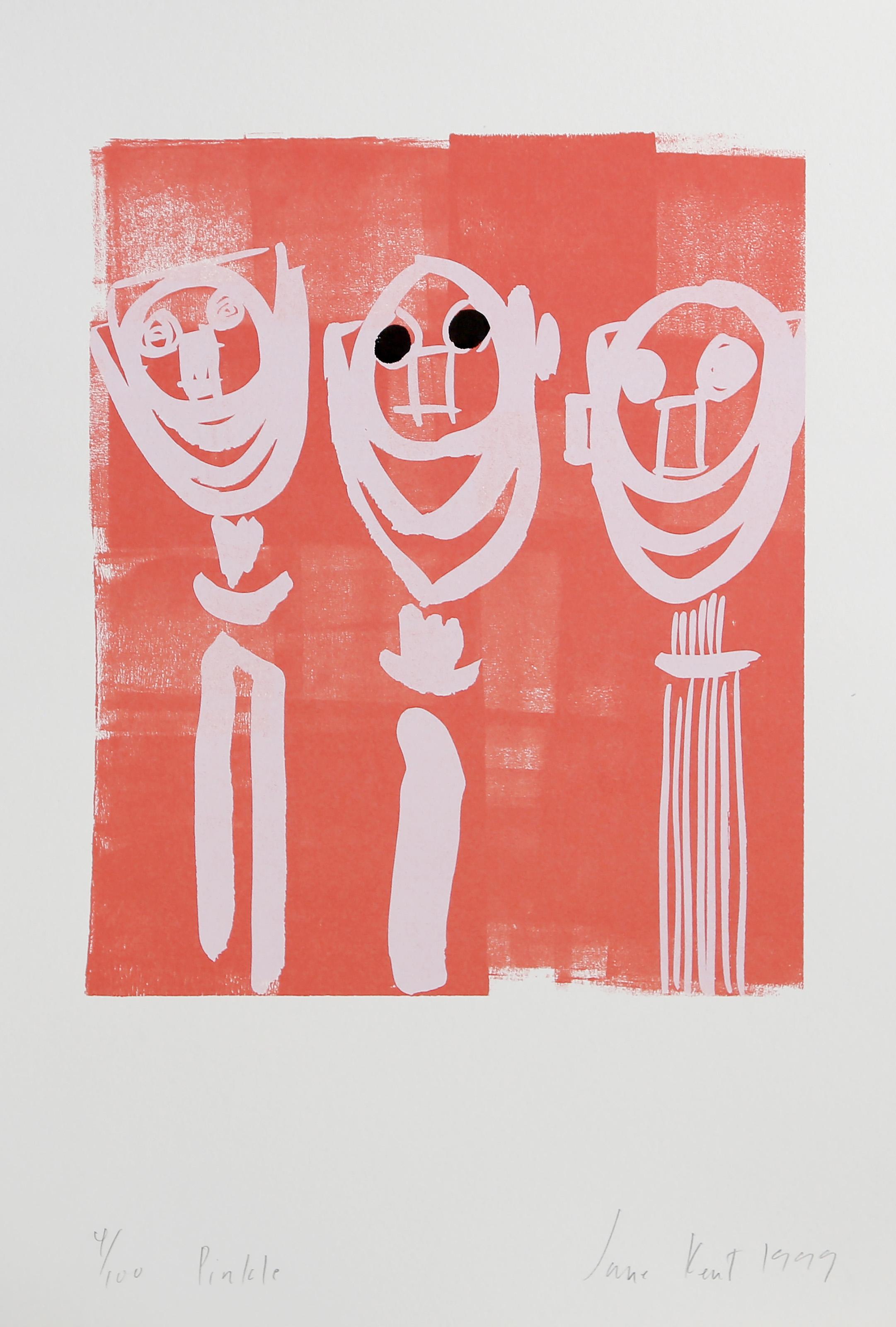 Jane Kent, Amerikanerin (1952 - ) - Pinkle, Jahr:  1999, Medium:  Siebdruck, signiert, betitelt, nummeriert und datiert mit Bleistift, Auflage:  4/100, Bildgröße:  12 x 10 Zoll, Größe:  20 x 16 Zoll (50,8 x 40,64 cm)