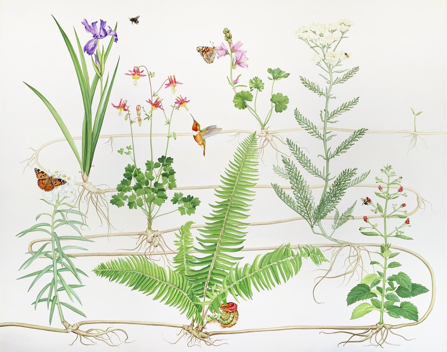 Jane Kim Animal Painting - Rise Home / contemporary botanical painting California nature