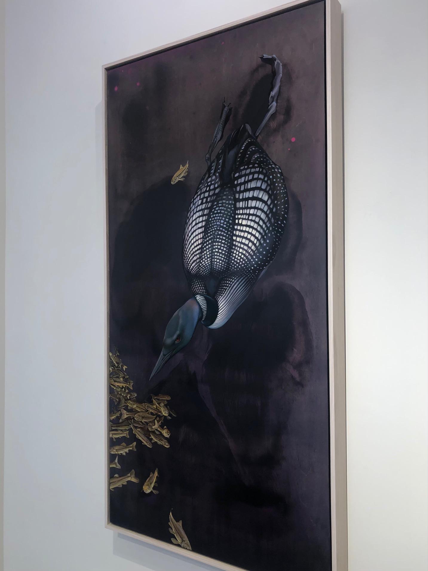 Soundings - original loon painting - Painting by Jane Kim
