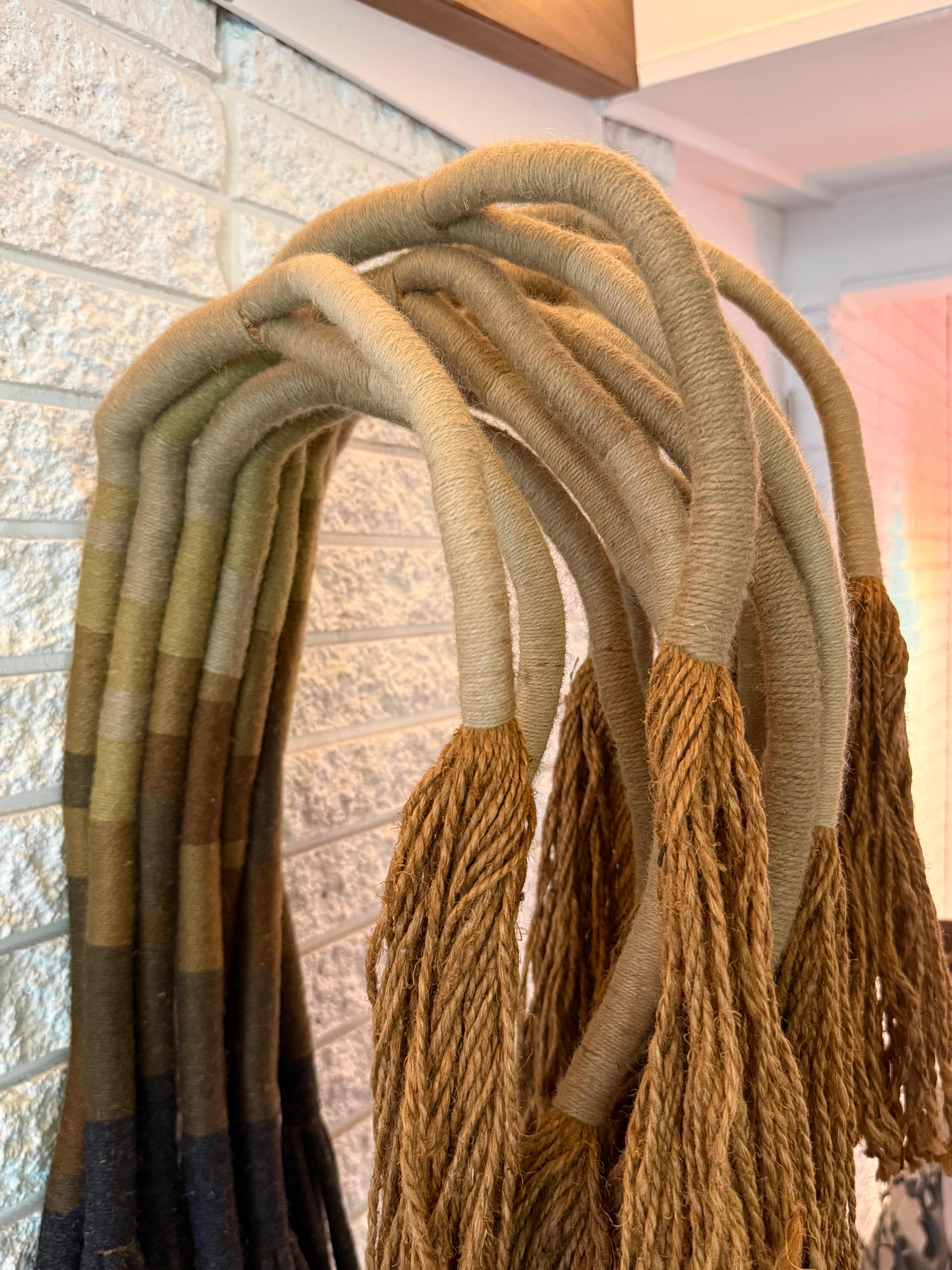 Mid Century Fiber Art Jute Rope Wall Mounted Hanging Sculpture by Jane Knight 2