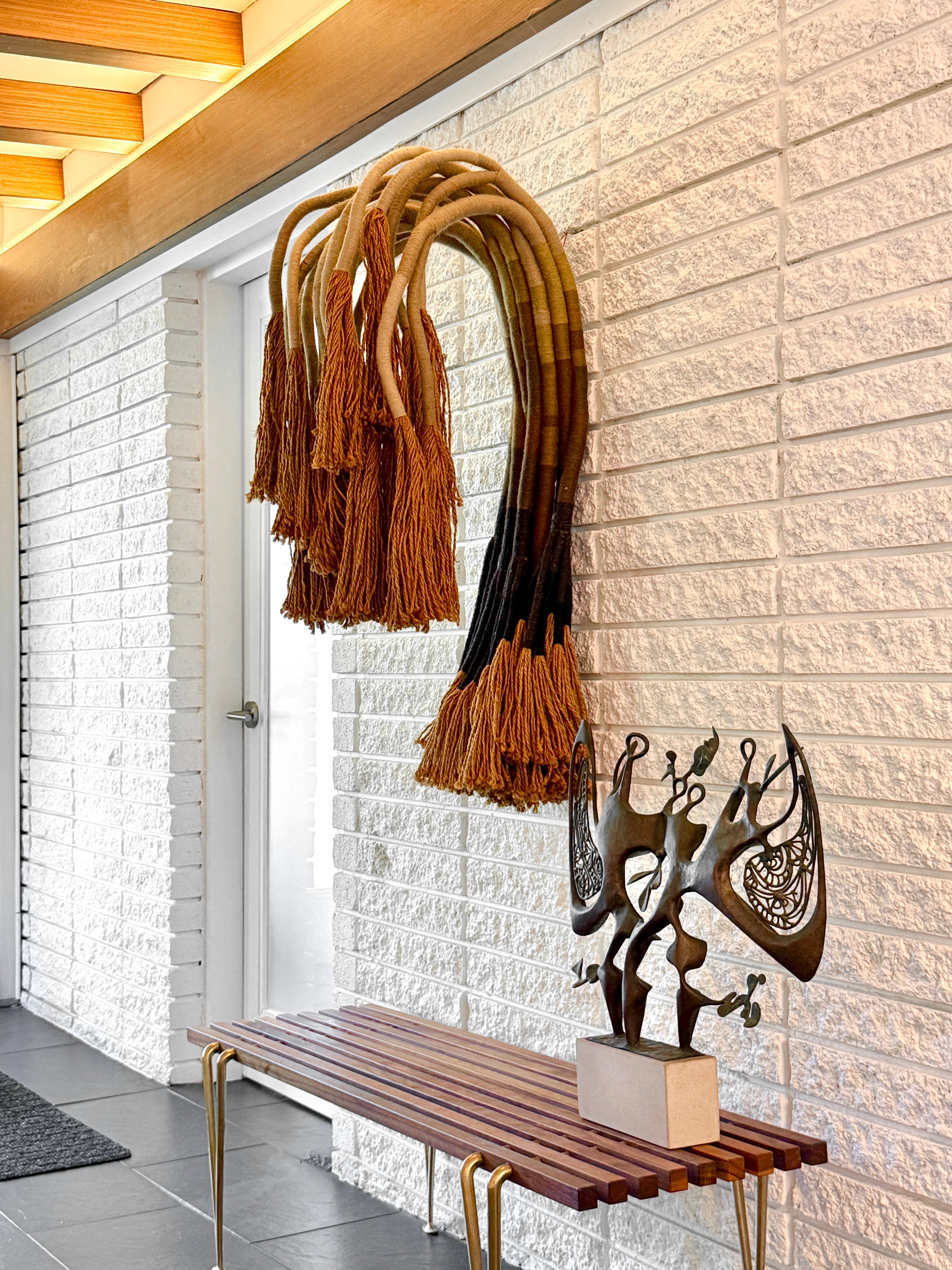 Mid-Century Modern Mid Century Fiber Art Jute Rope Wall Mounted Hanging Sculpture by Jane Knight