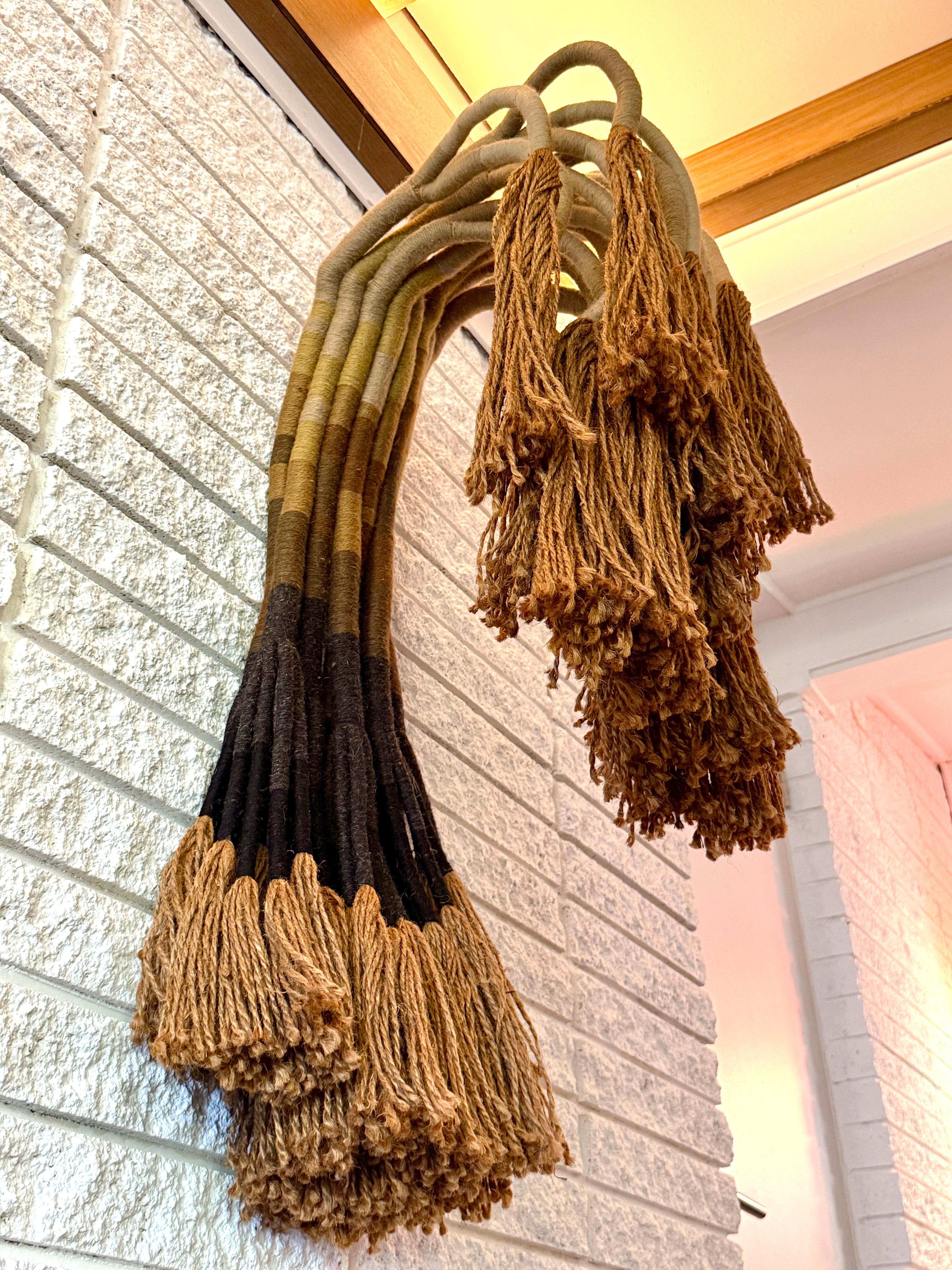 Hand-Woven Mid Century Fiber Art Jute Rope Wall Mounted Hanging Sculpture by Jane Knight
