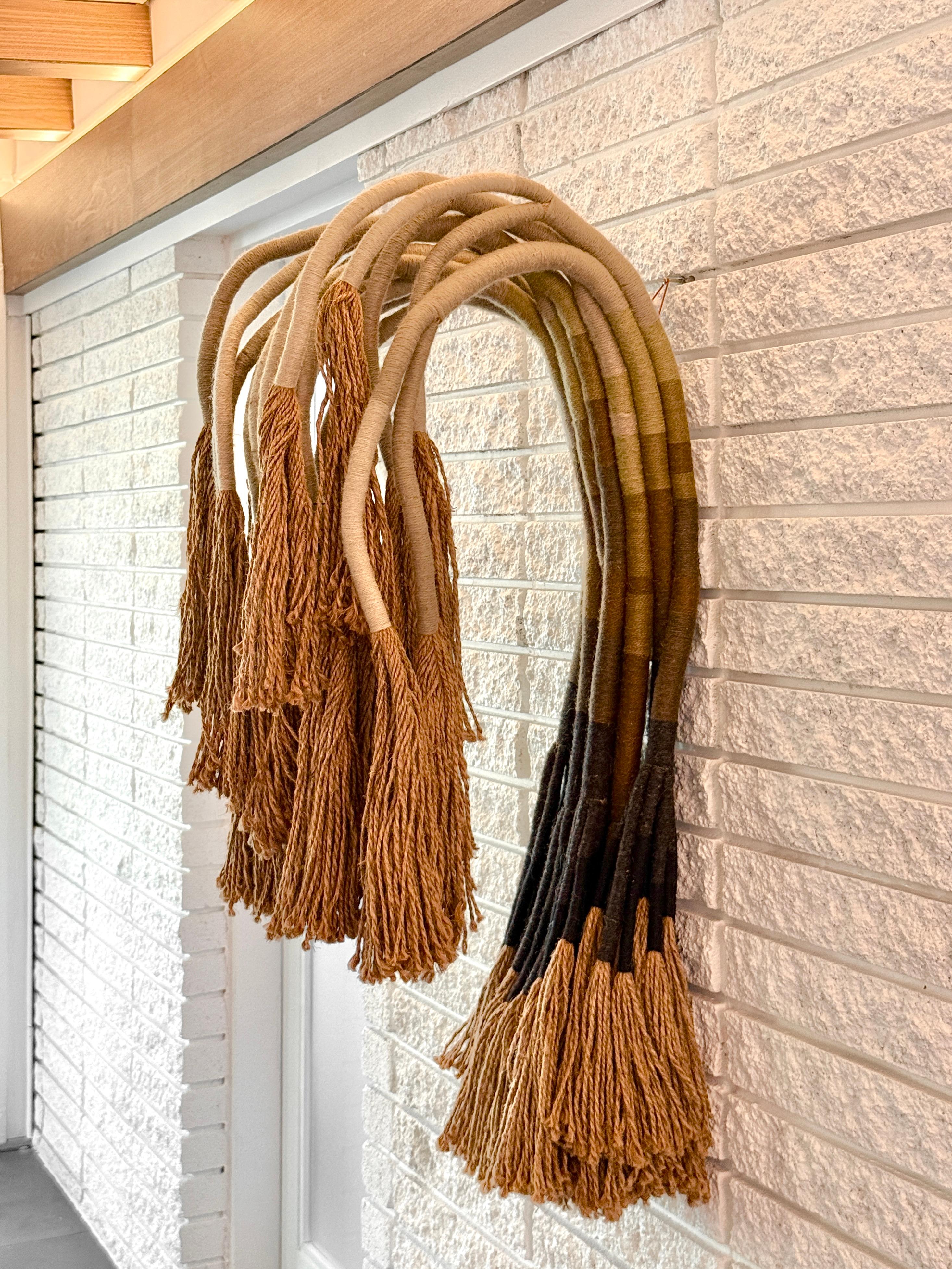 Late 20th Century Mid Century Fiber Art Jute Rope Wall Mounted Hanging Sculpture by Jane Knight