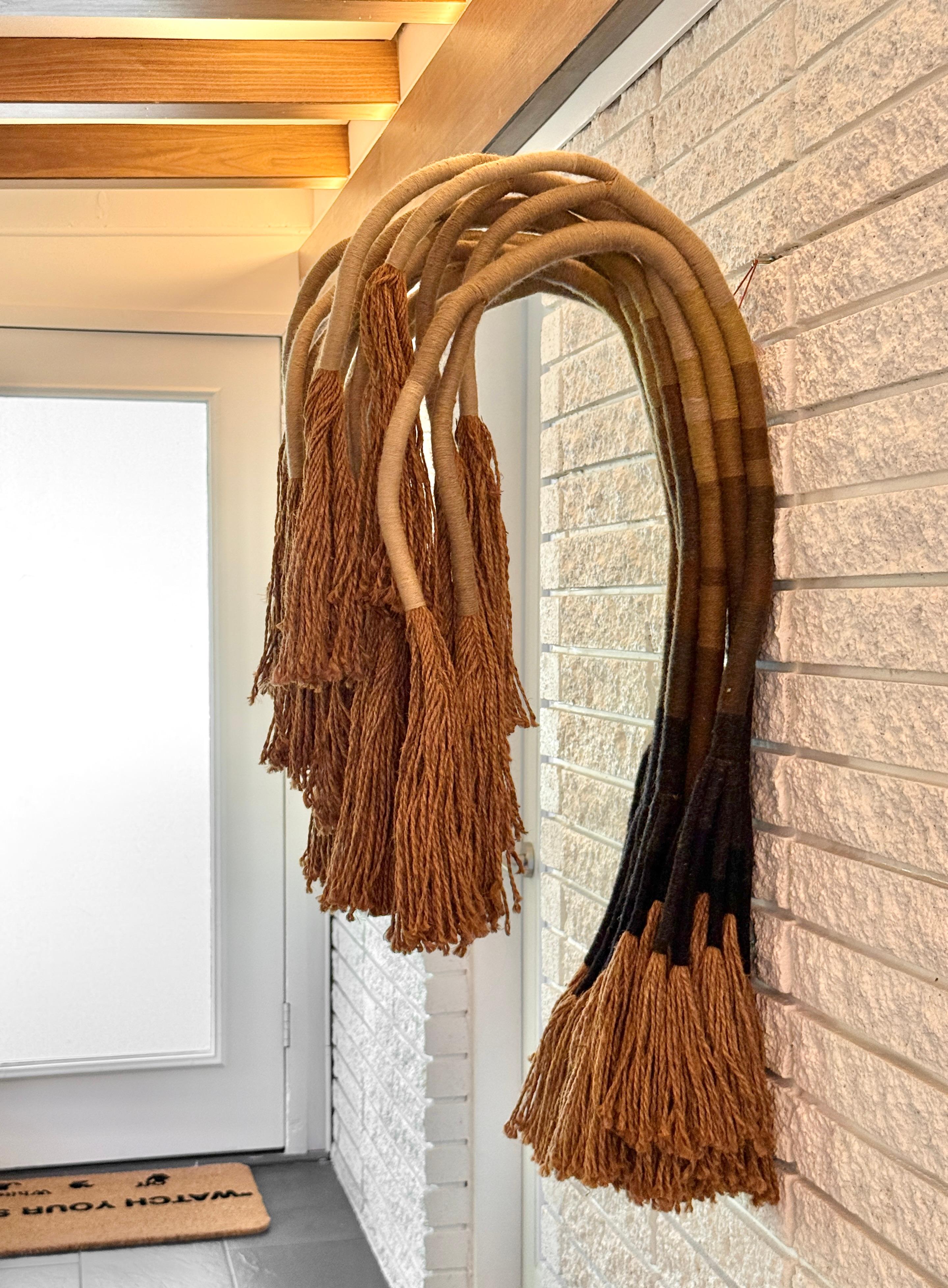 Wool Mid Century Fiber Art Jute Rope Wall Mounted Hanging Sculpture by Jane Knight