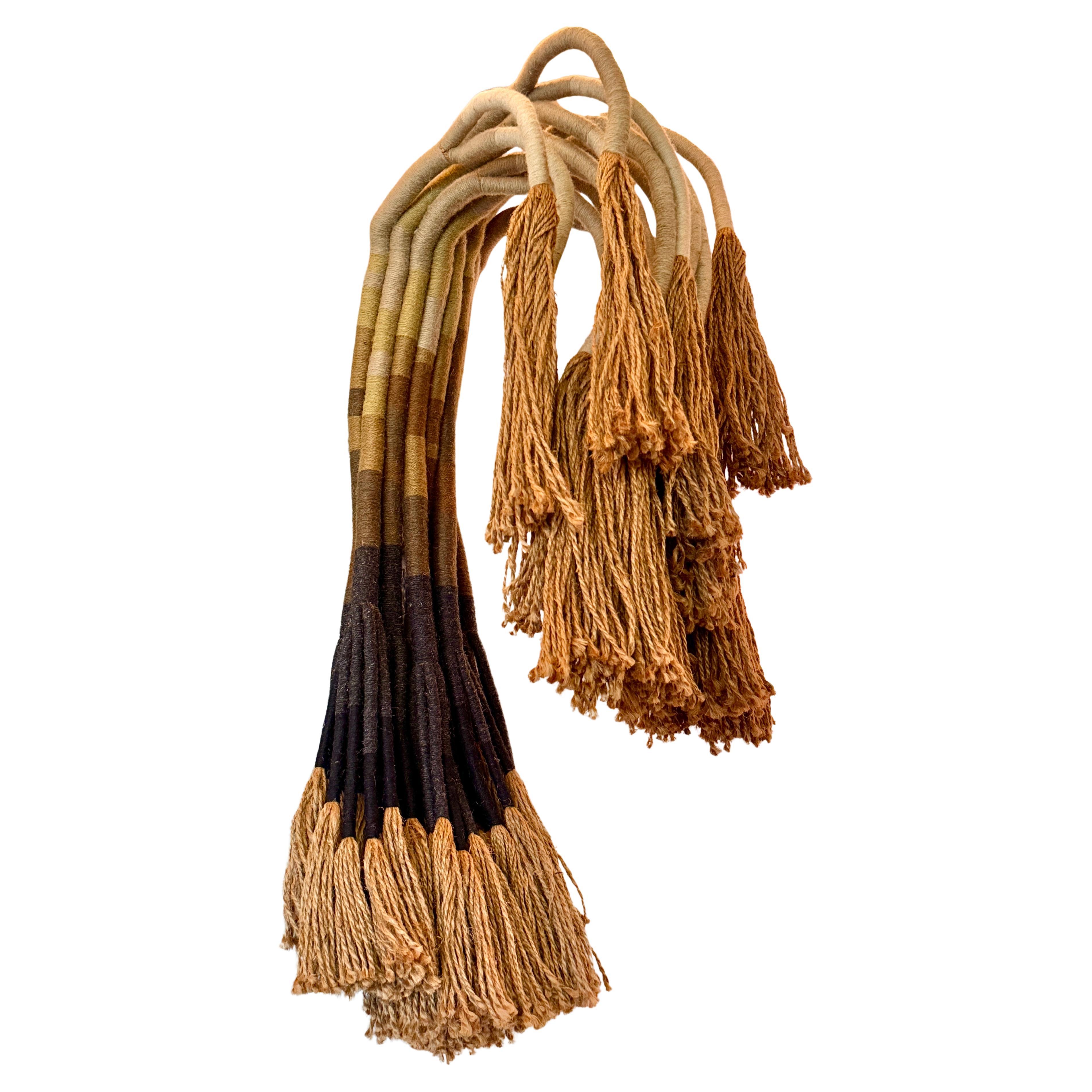 Mid Century Fiber Art Jute Rope Wall Mounted Hanging Sculpture by Jane Knight