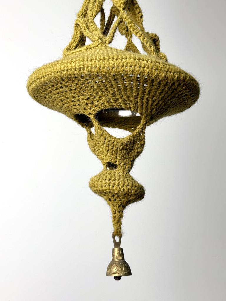 Mid Century Fiber Art Crocheted Wool Hanging Sculpture by Jane Knight 1970s For Sale 4