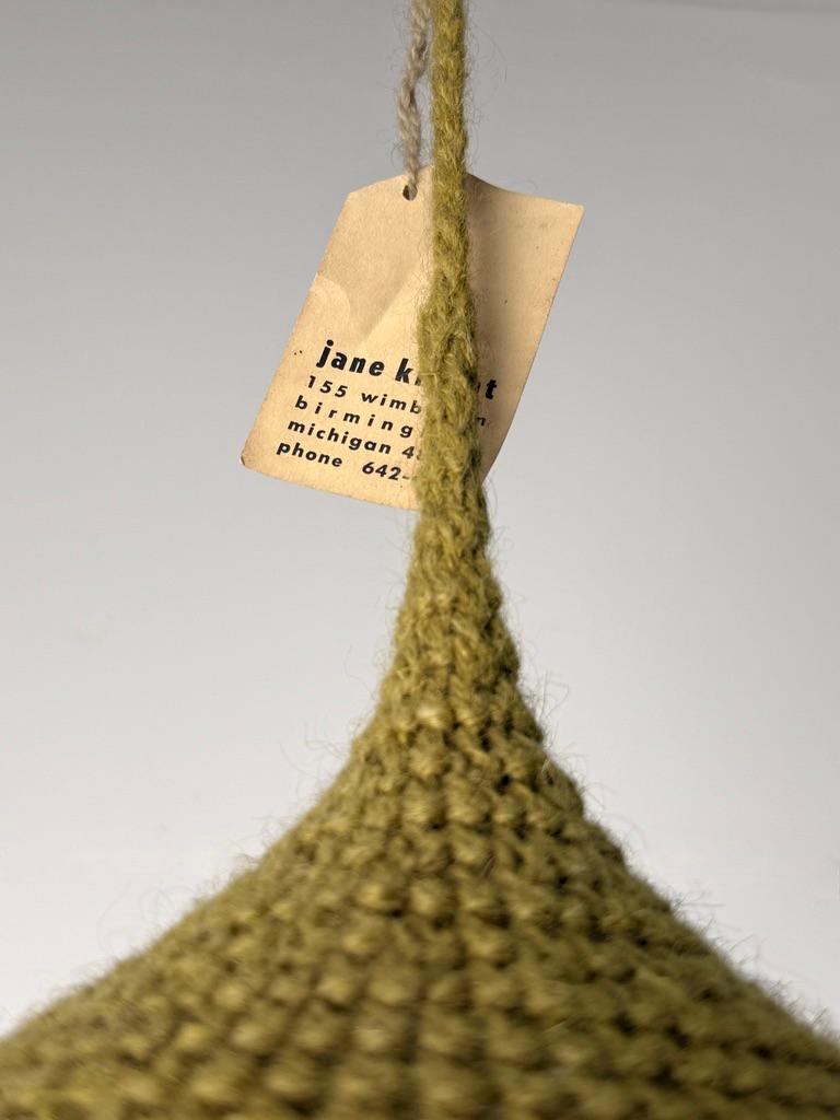 Mid Century Fiber Art Crocheted Wool Hanging Sculpture by Jane Knight 1970s For Sale 6
