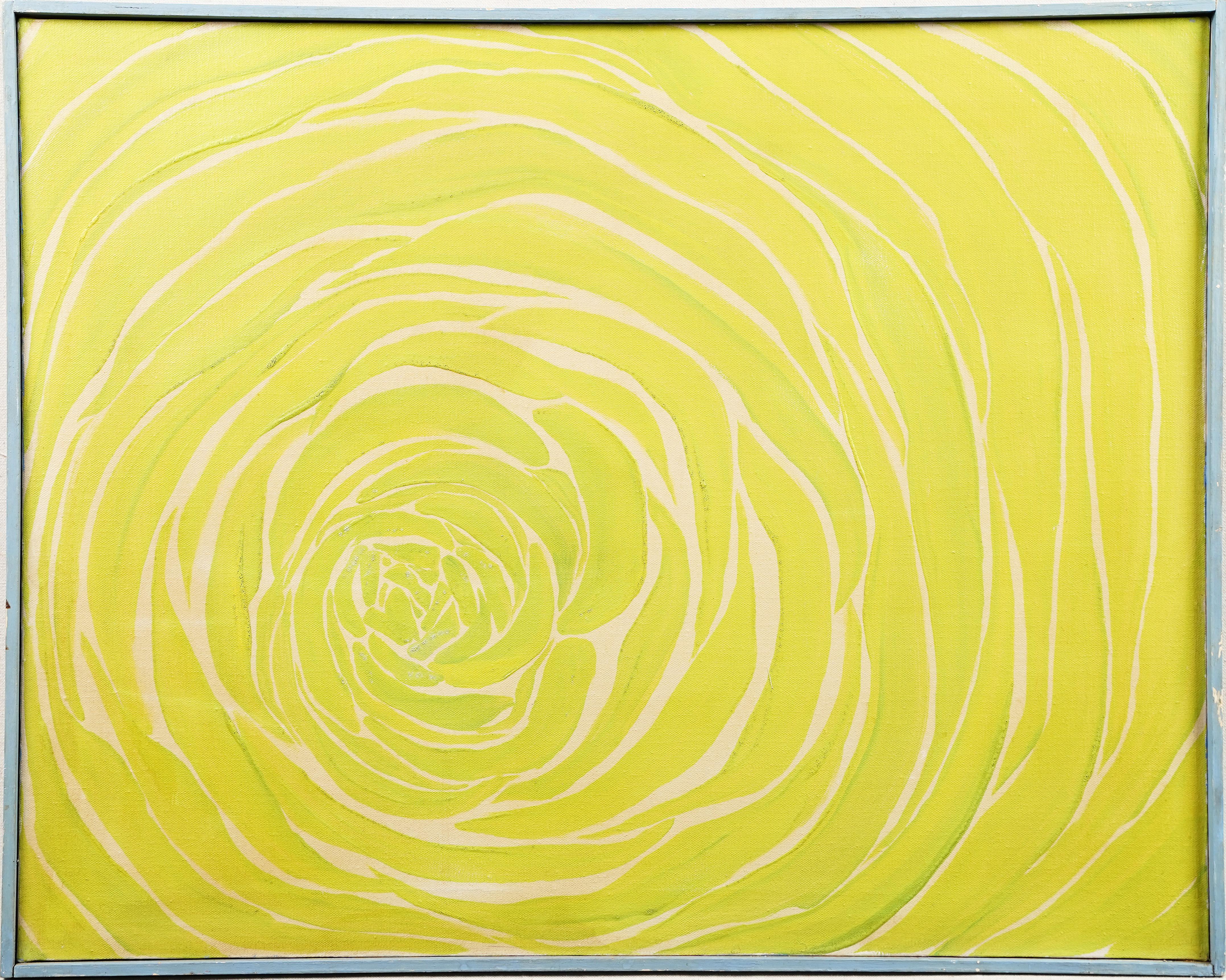Vintage Female Modernist Abstract Nature Painting Albright Knox Provenance - Yellow Abstract Painting by Jane Lapey