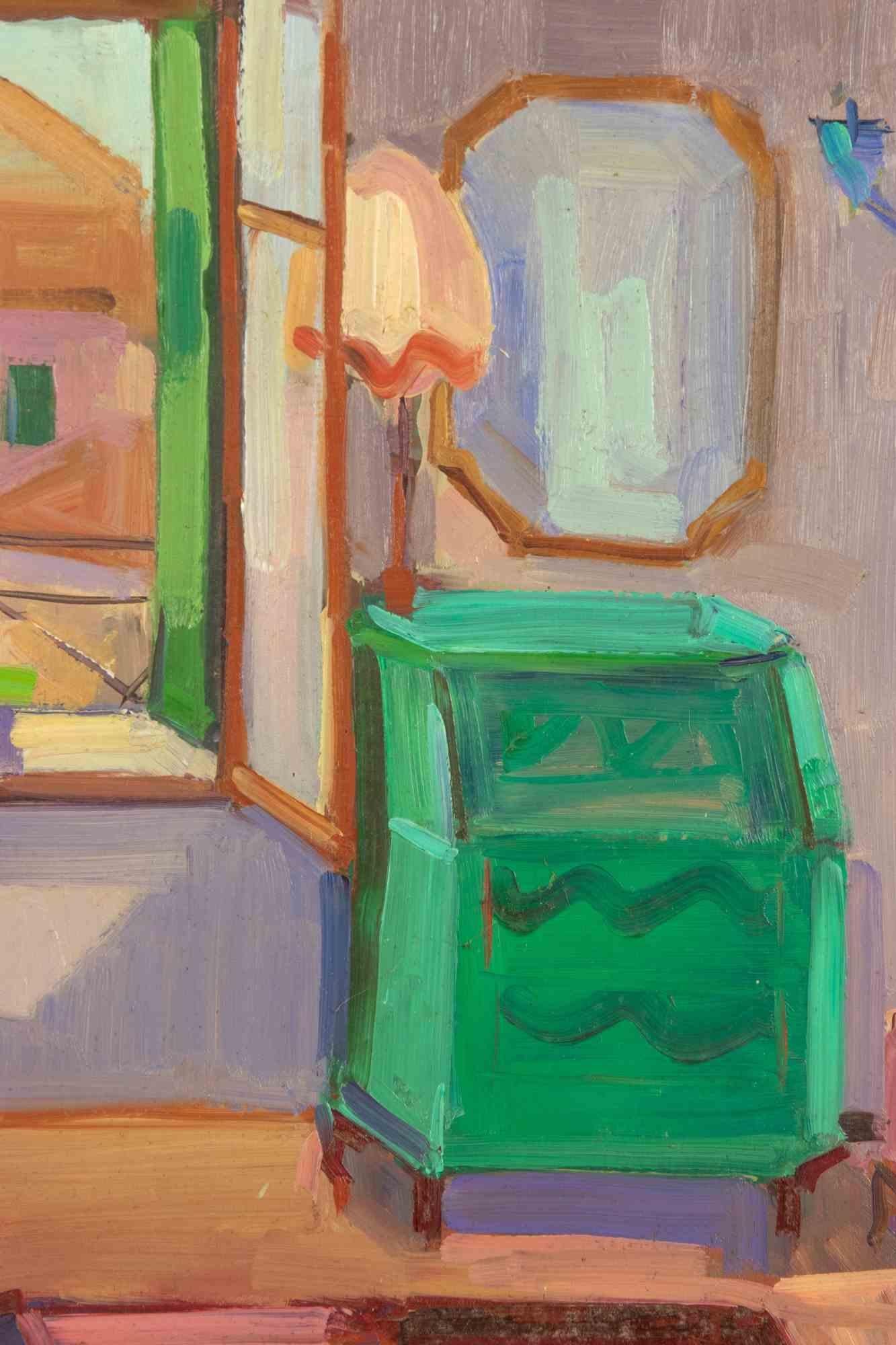 Camera da letto - Dipinto a olio di Jane Levy - metà del XX secolo 2