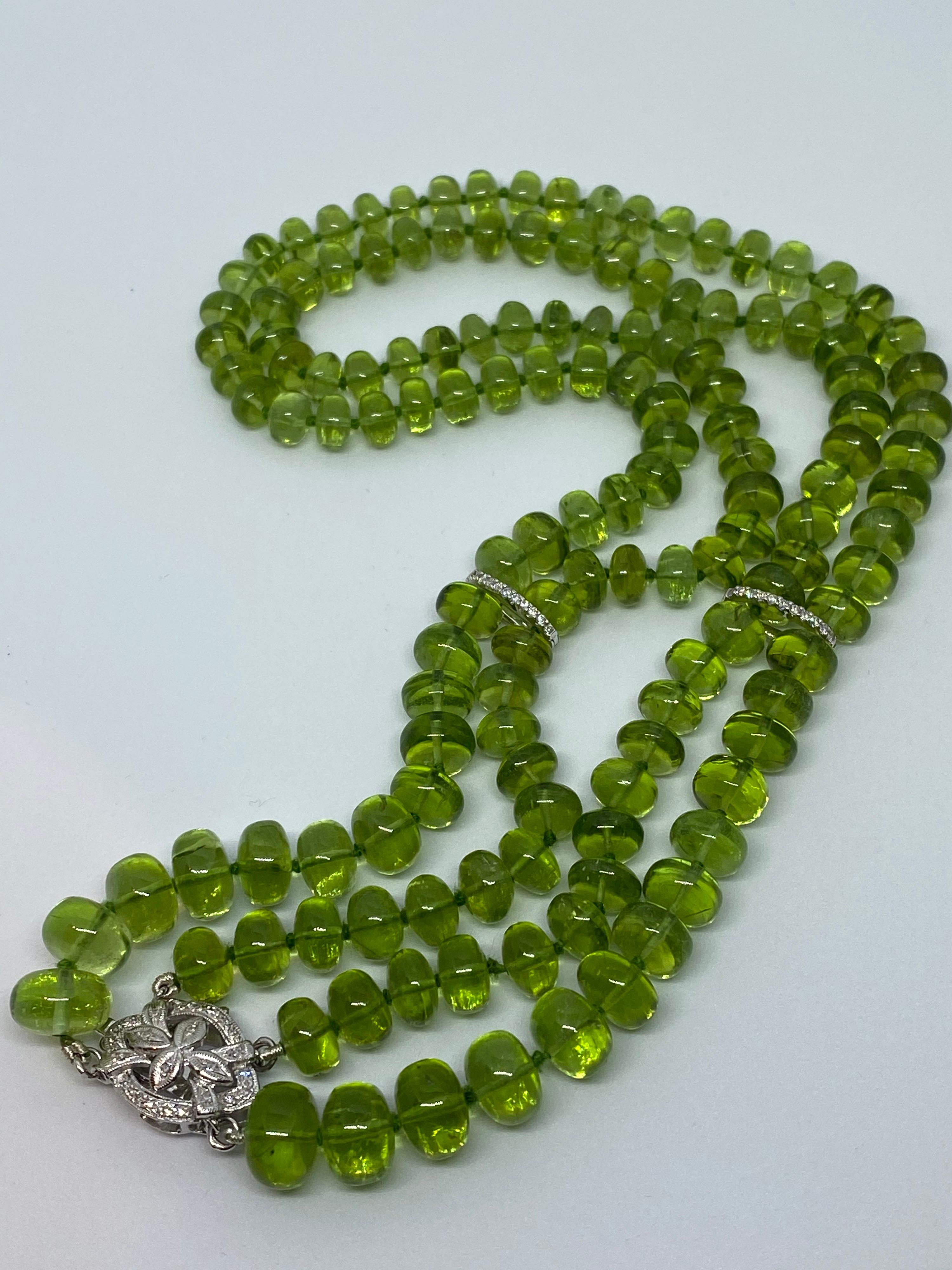 Jane Magon Collections Fine Peridot and Diamond White Gold Choker Necklace In New Condition For Sale In New York, NY