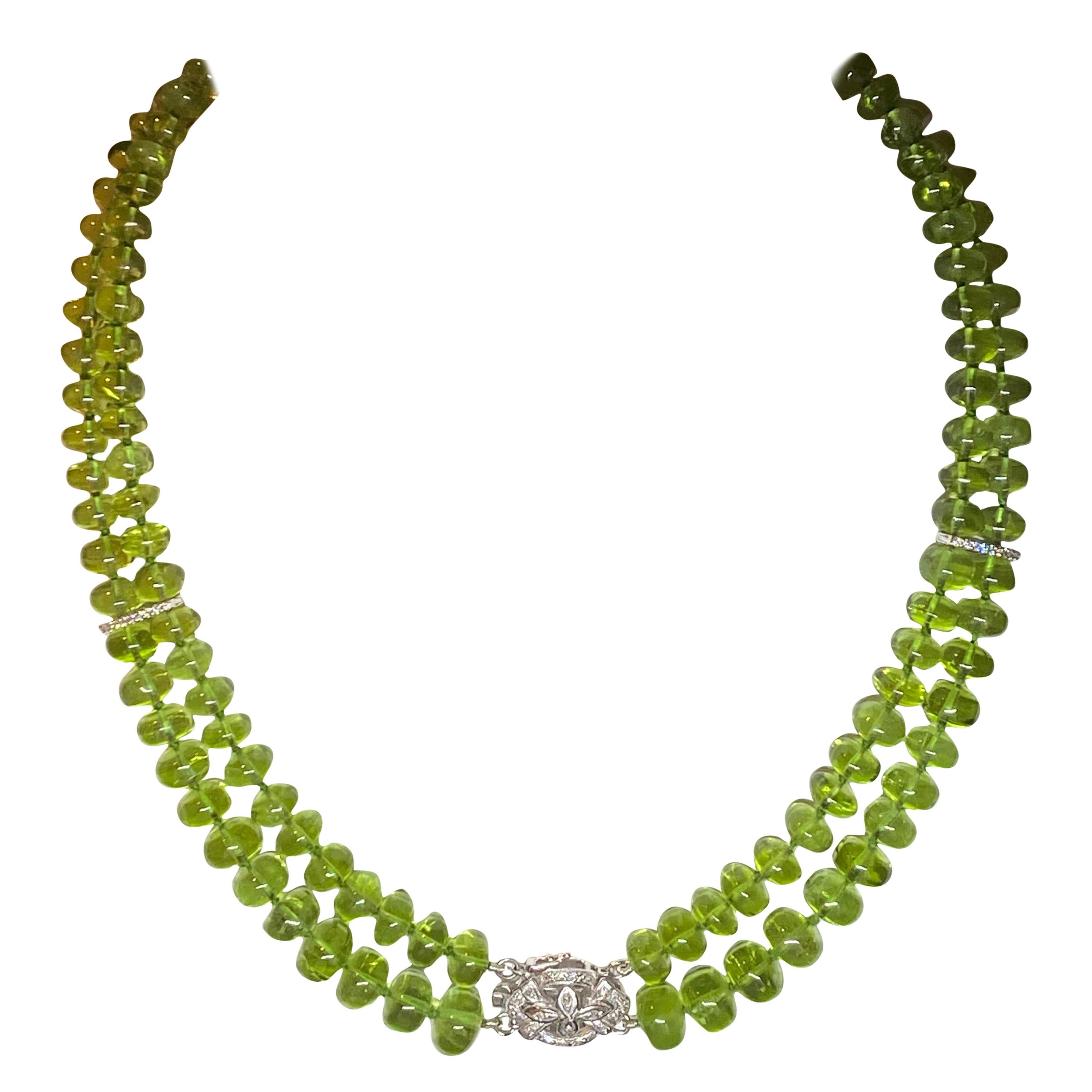 Jane Magon Collections Fine Peridot and Diamond White Gold Choker Necklace For Sale