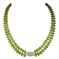 Jane Magon Collections Fine Peridot and Diamond White Gold Choker Necklace