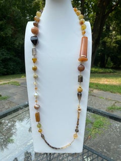 Jade Long Gemstone Statement Necklace in 18 Karat Gold