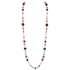 Jane Magon Collections Multicolored Gemstone Long Necklace in 18 Karat Gold