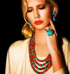 Jane Magon Collections Natural Coral and Turquoise Rivera Statement Necklace